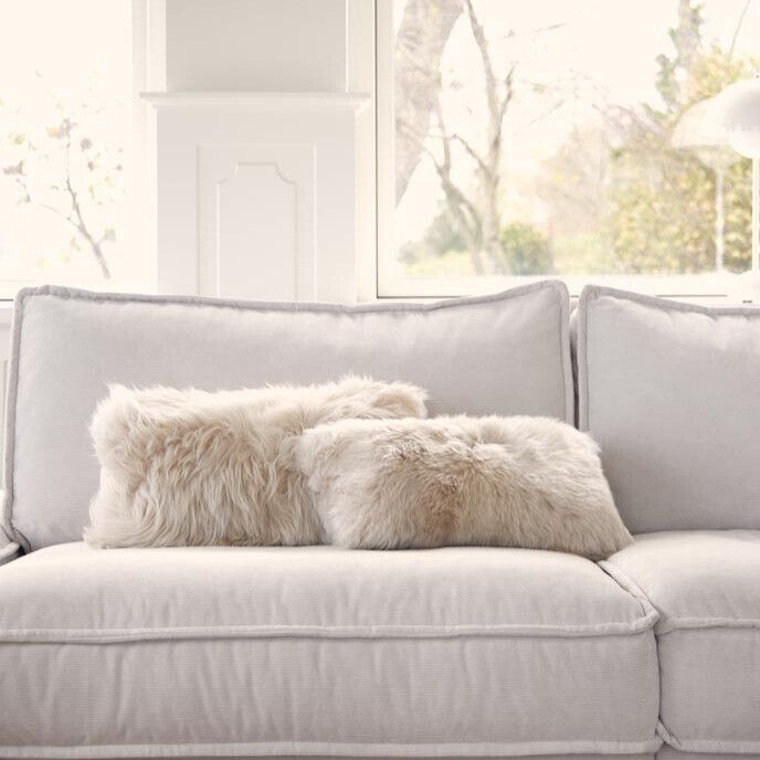 Almofada de pele de cordeiro | Cabelos compridos | Nova Zelândia | 28x56cm