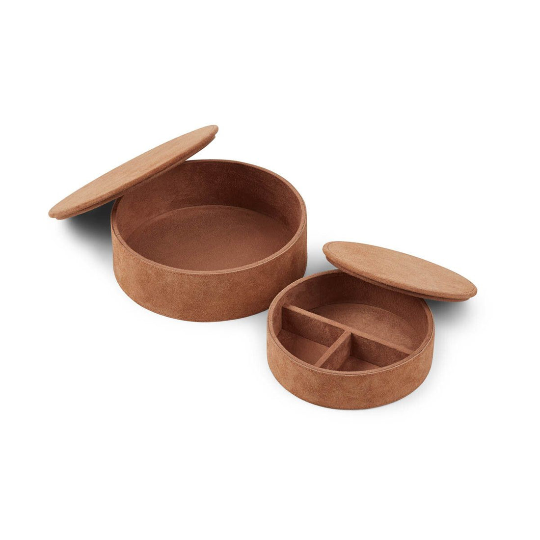 Caixas redondas | 2 pcs. | Couro de bezerro