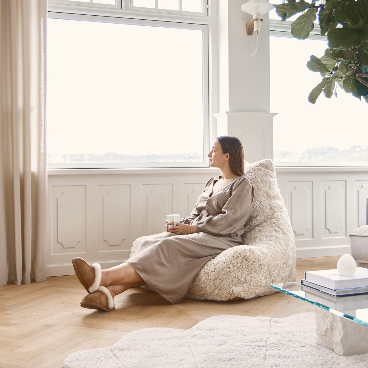 Cadeira pufe | Pêlo curto | Nova Zelândia | 100x100x80cm