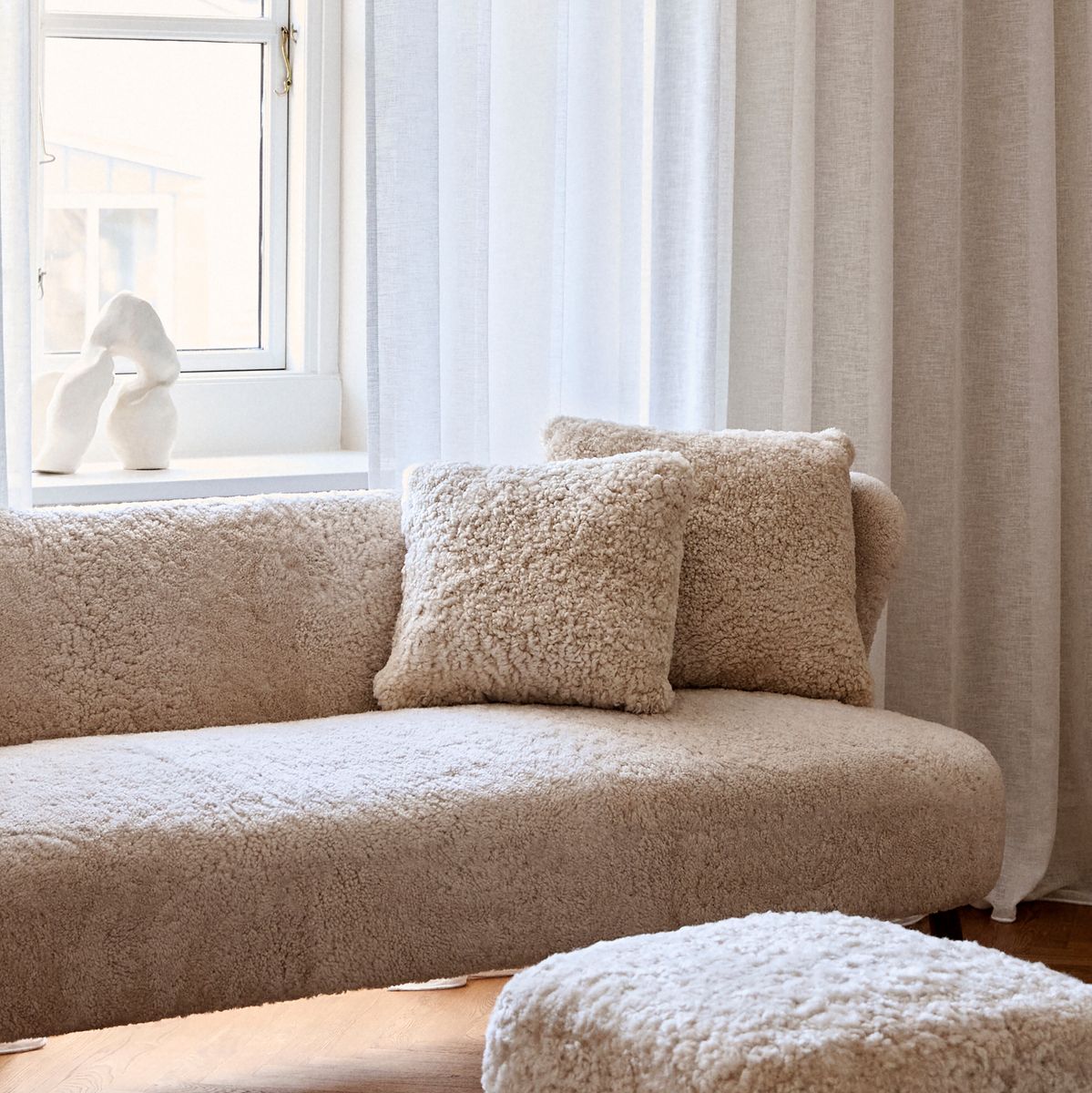 Almofada de pele de cordeiro | Pêlo curto | Nova Zelândia | Dupla Face | 40x40cm