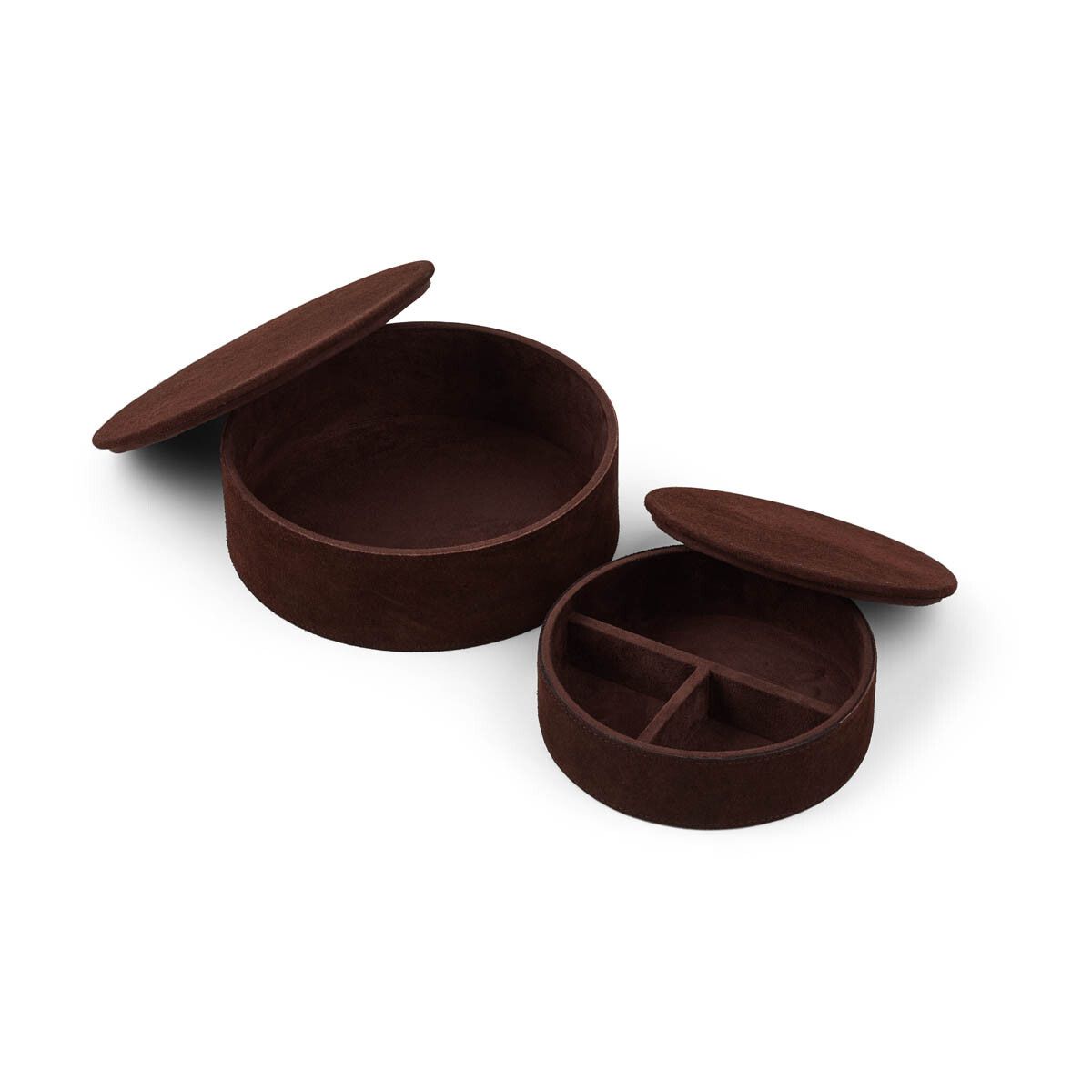 Caixas redondas | 2 pcs. | Couro de bezerro