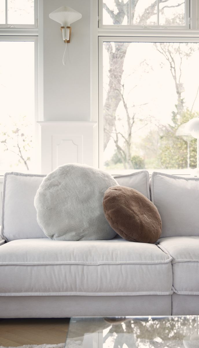 Almofada de pele de cordeiro | Veludo | Mocassim | Dupla Face | Ø45cm e Ø62cm