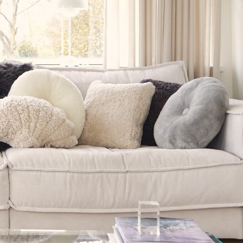 Almofada de pele de cordeiro | Mocassim | Dupla Face | Ø45cm