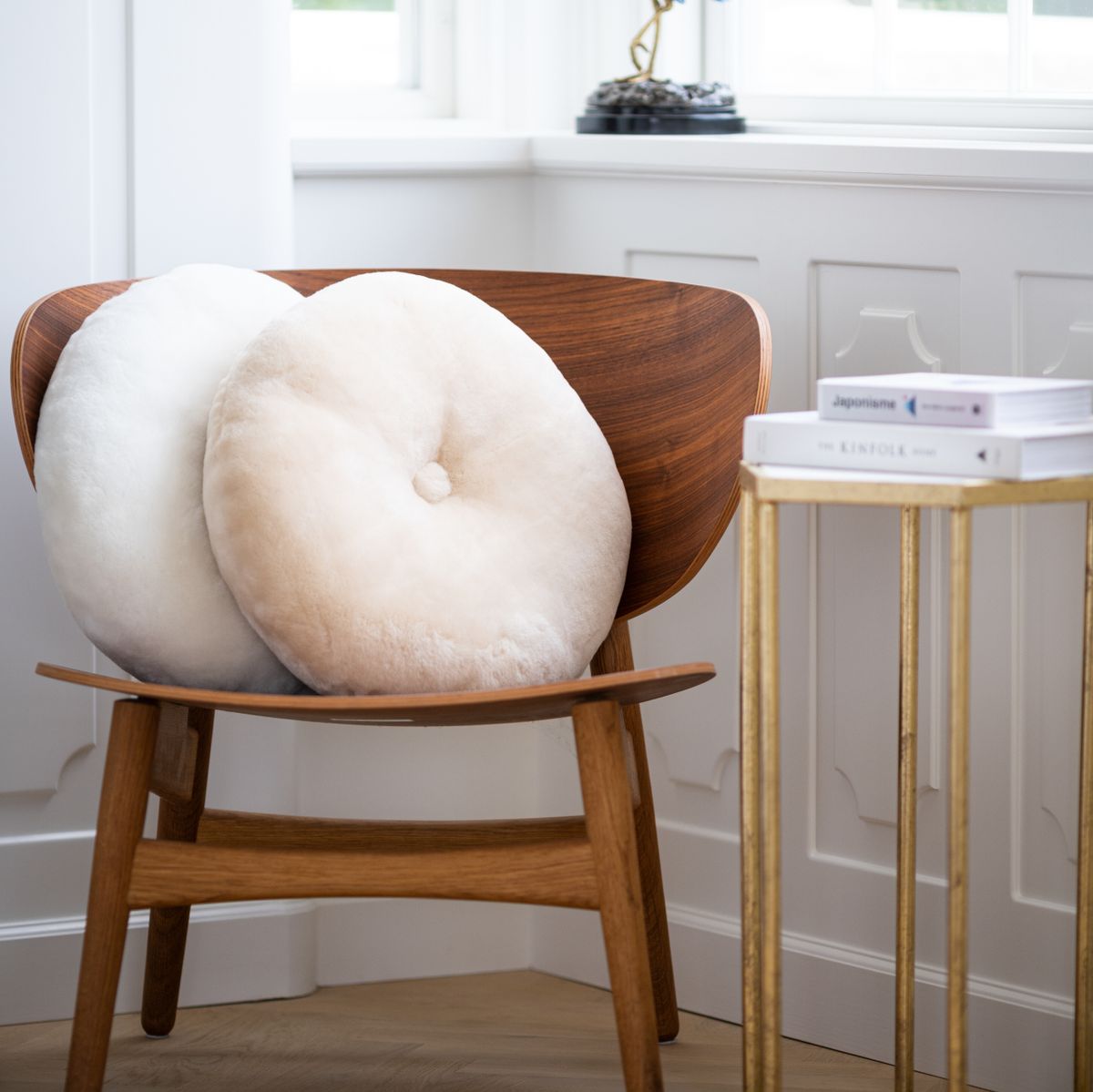 Almofada de pele de cordeiro | Mocassim | Dupla Face | Ø45cm