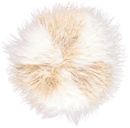 Travesseiro | Pele de cordeiro | Tibete | D45 cm | D62 cm | D38 cm