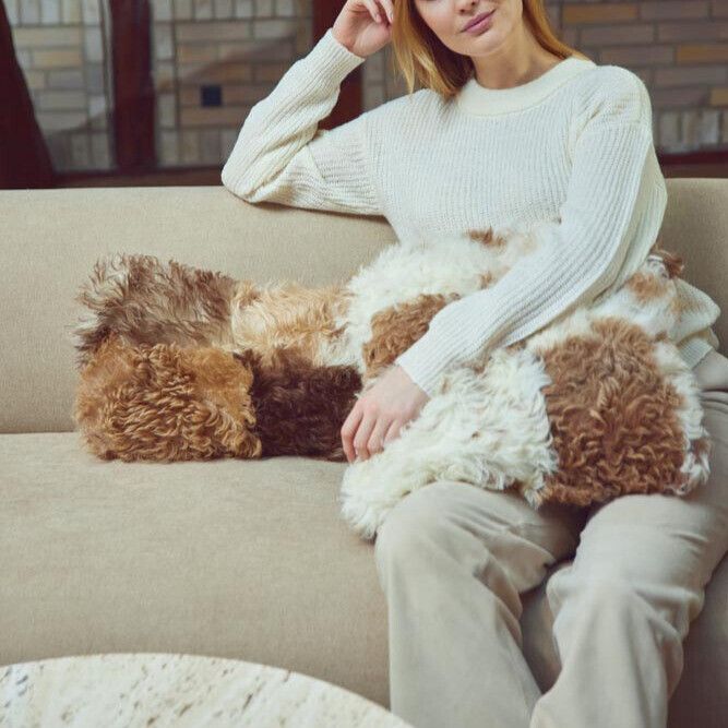 Almofada de pele de cordeiro | Toscana | Dupla face