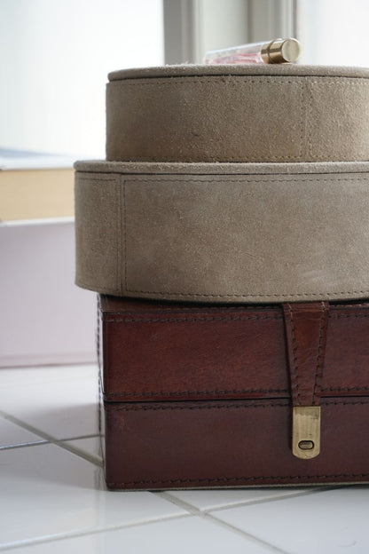 Caixas redondas | 2 pcs. | Couro de bezerro