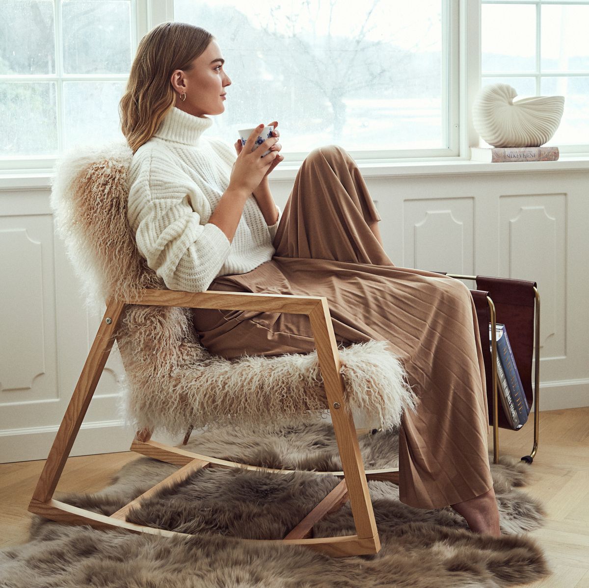 Cadeira de balanço com capa tibetana