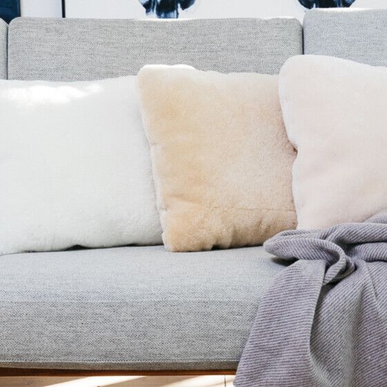 Almofada de pele de cordeiro | Mocassim | Dupla Face | 40x40cm