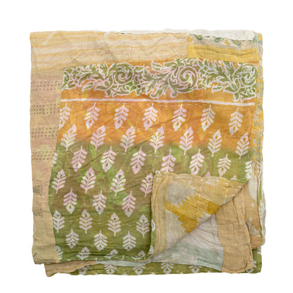 Colcha de sari de Bloomingville, amarelo, algodão reciclado