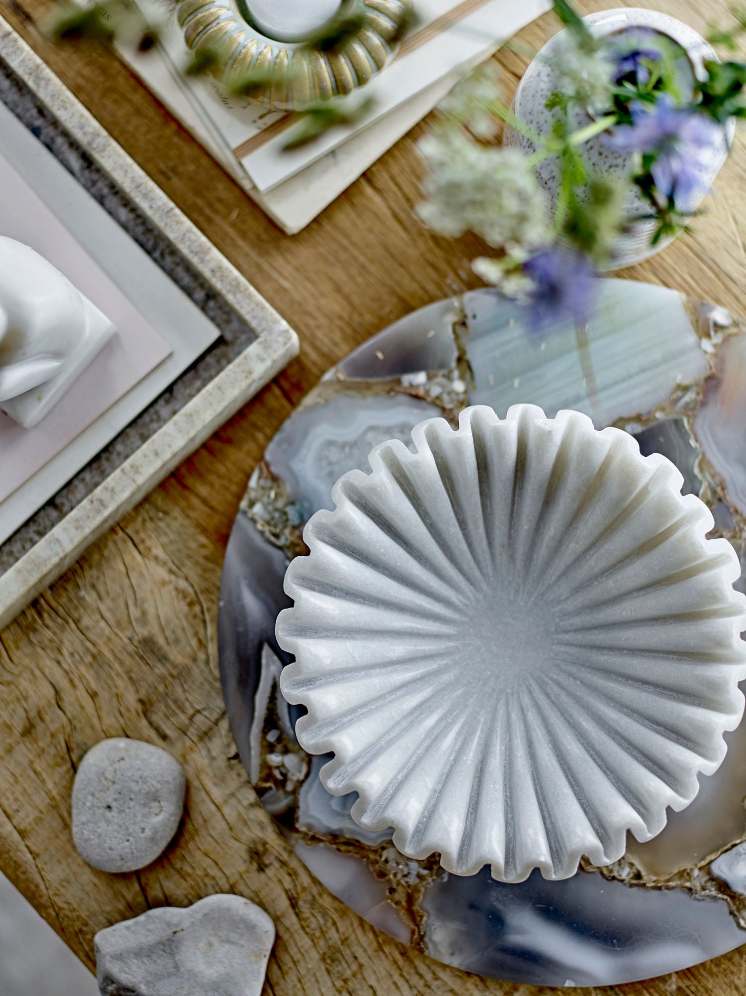 Bloomingville Harmonia Bowl, branco, mármore