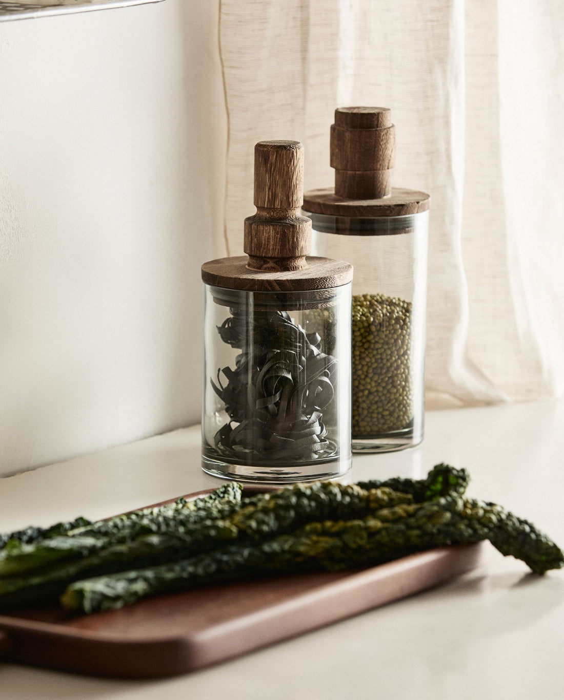 Vidro de armazenamento de sálvia com tampa de madeira - 850 ml