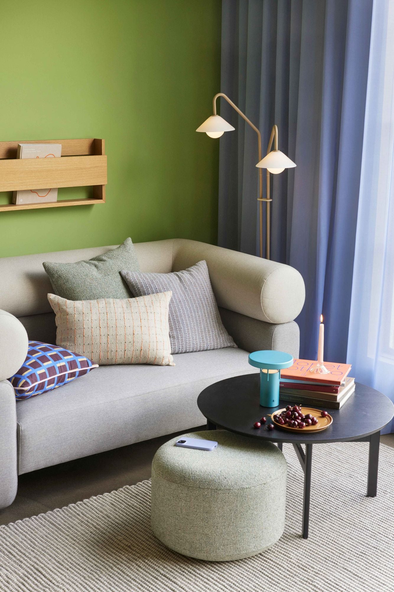 Hübsch Rhythmic Pillow Beige/Orange/Black