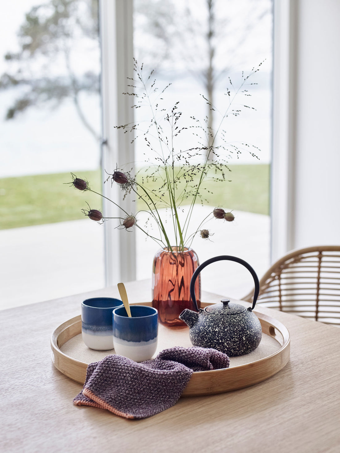 Hübsch Canvas Hills Round Nature (conjunto de 2)