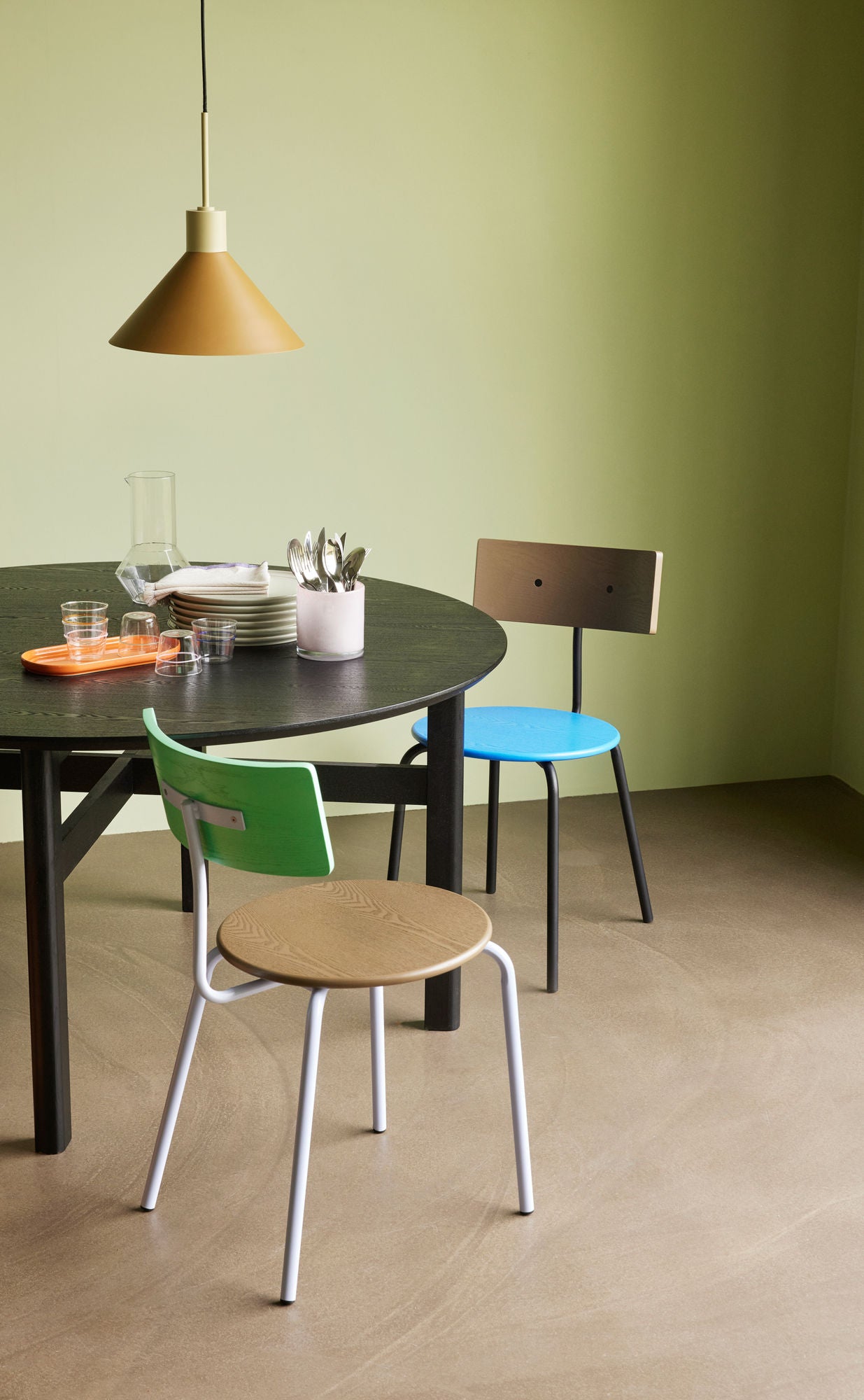 Cadeira de jantar Hübsch Koi azul/marrom/preto