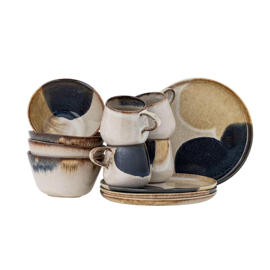 Conjunto de café da manhã de Bloomingville Jules, cinza, grés