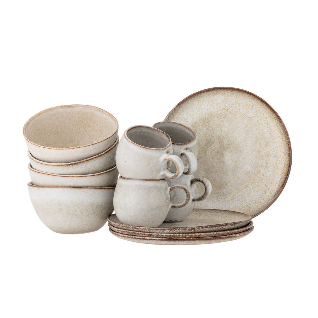 Conjunto de café da manhã de Bloomingville Sandrine, natureza, grés
