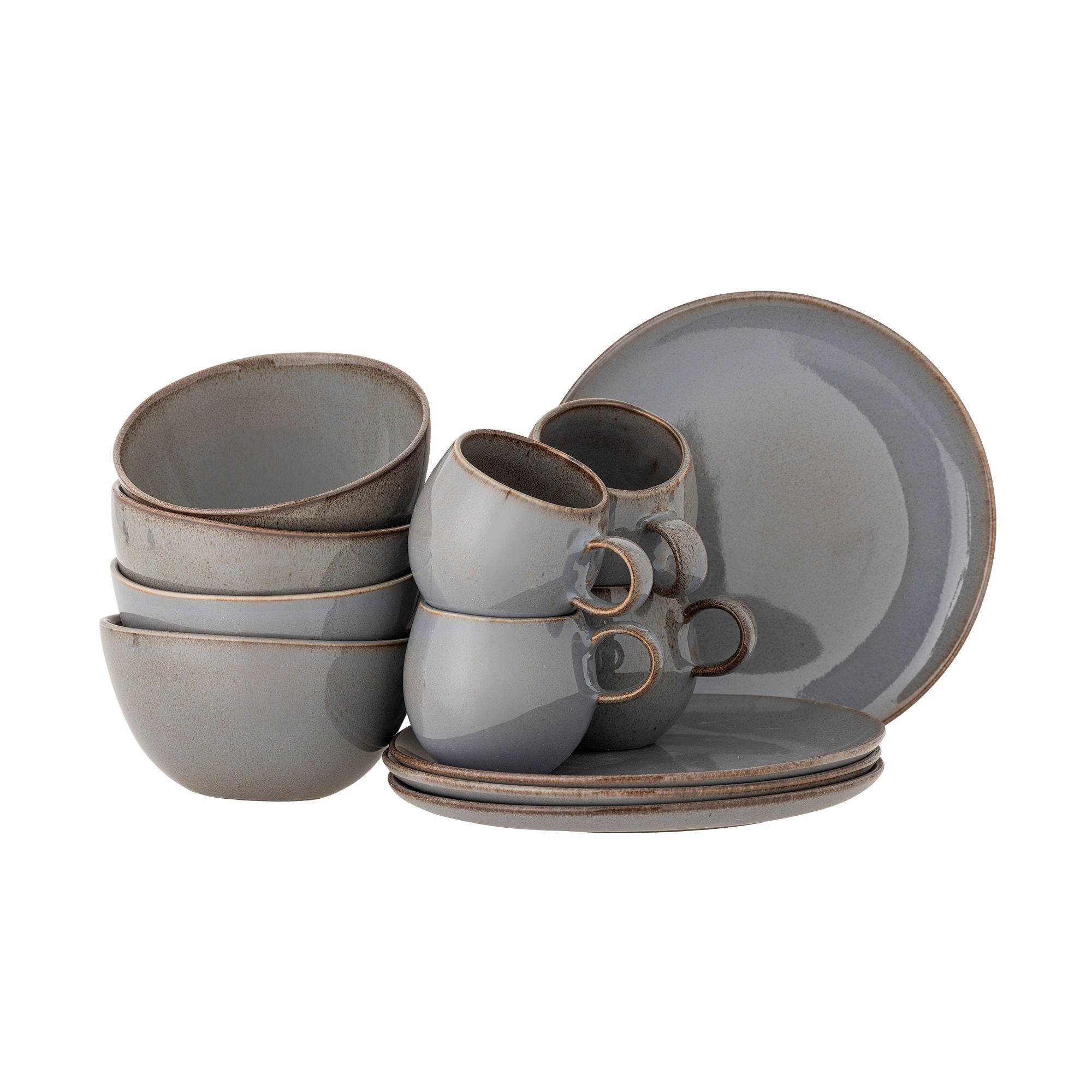 Conjunto de café da manhã de Bloomingville Sandrine, cinza, grés