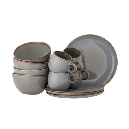 Conjunto de café da manhã de Bloomingville Sandrine, cinza, grés