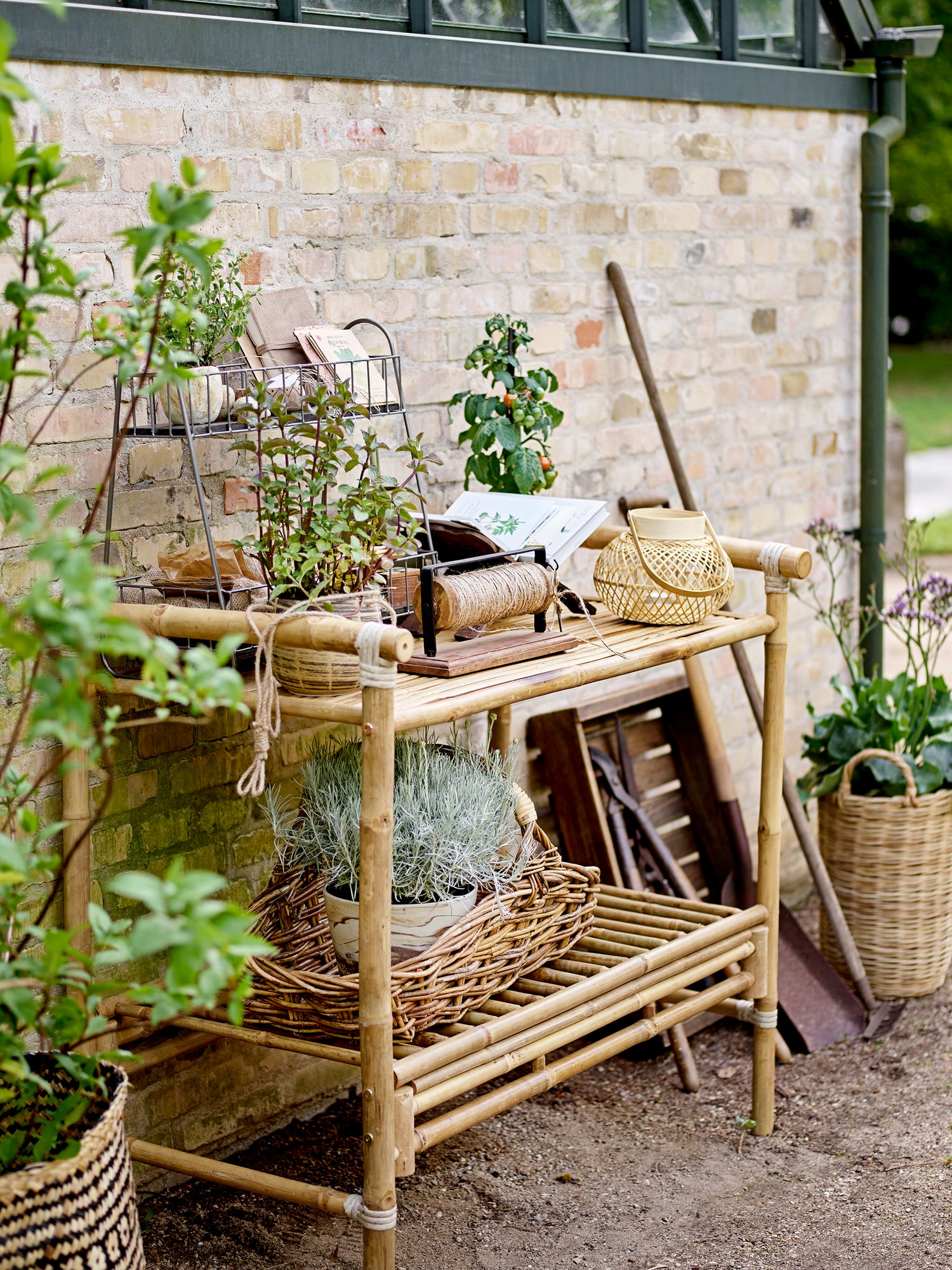 Lanternas Malda com vidro, natureza, bambu