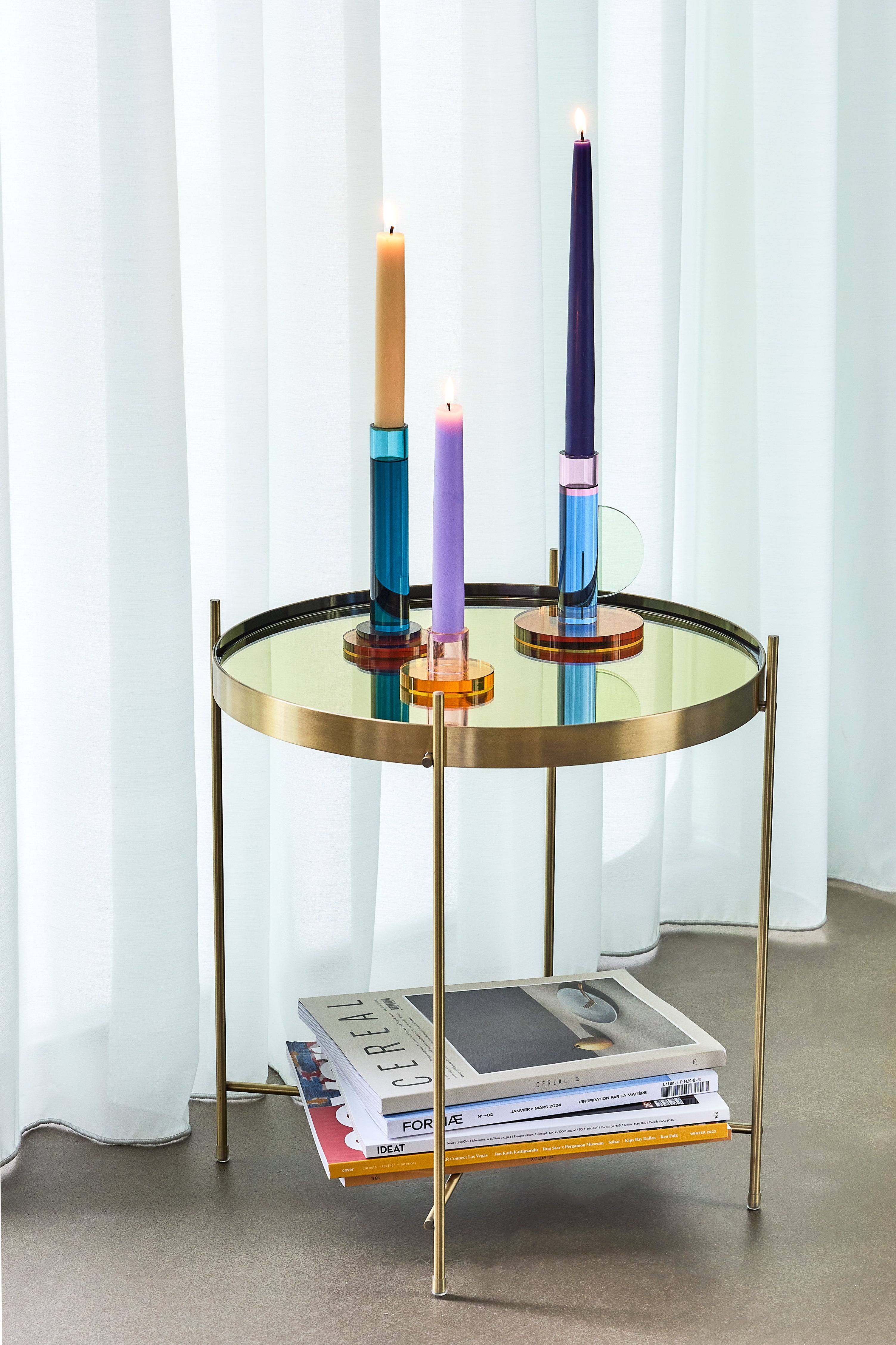 Reflete a mesa lateral de latão - Ø43xh45cm