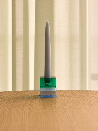 Castiçais Bloco Verde/Azul &amp; Laranja/Verde (conjunto de 2) - 5x5h6cm