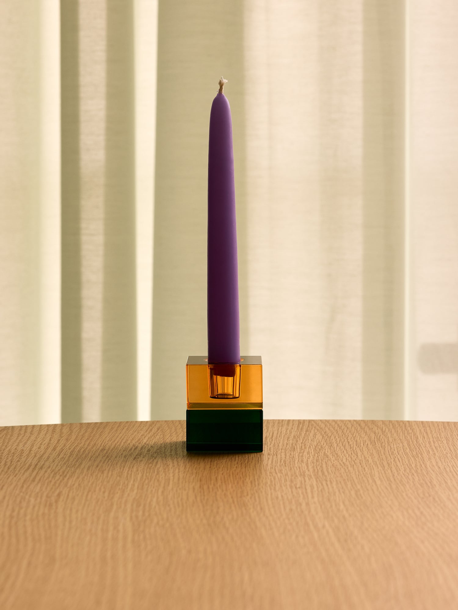 Castiçais Bloco Verde/Azul &amp; Laranja/Verde (conjunto de 2) - 5x5h6cm