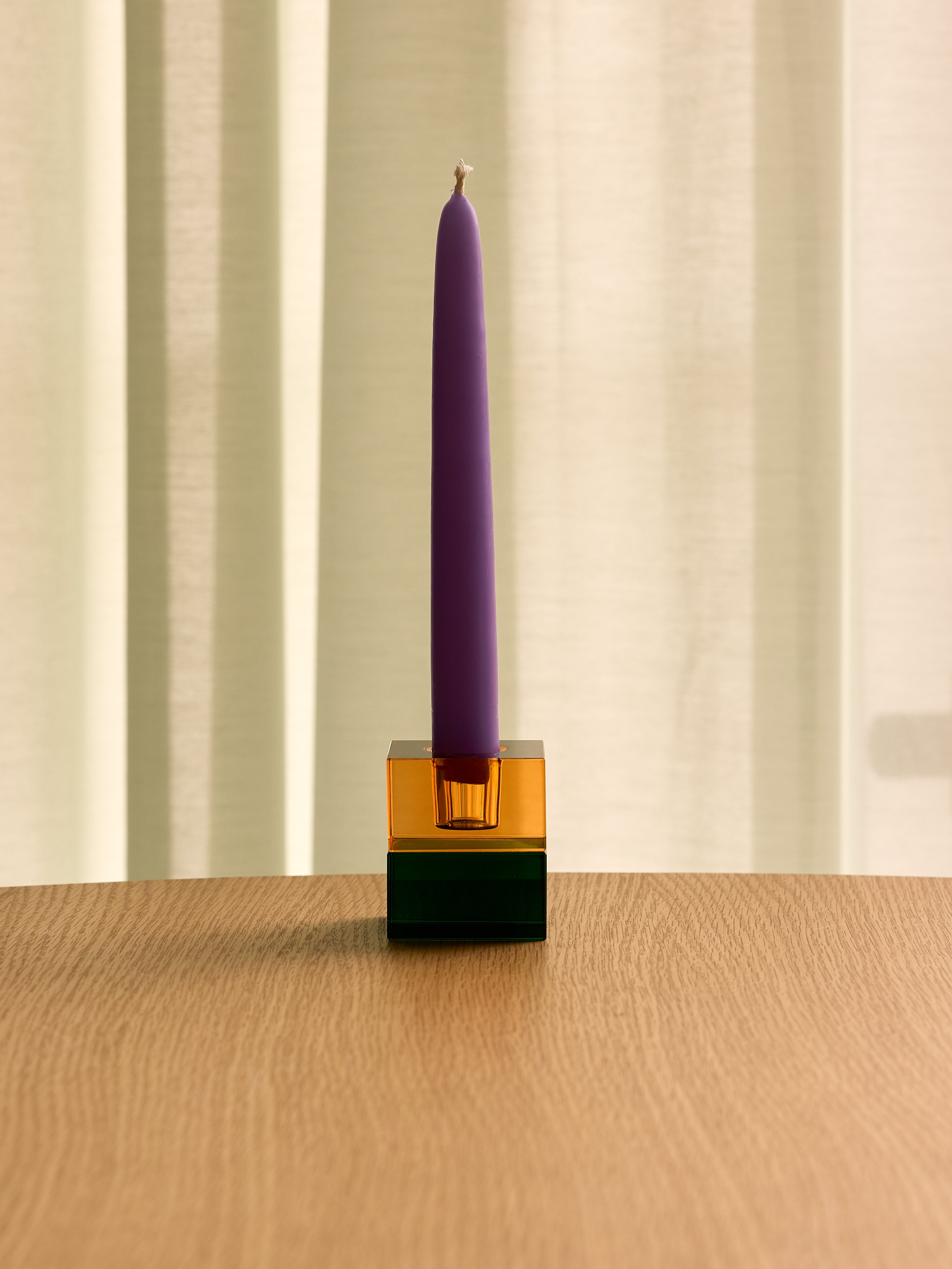 Castiçais Bloco Verde/Azul &amp; Laranja/Verde (conjunto de 2) - 5x5h6cm