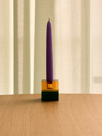 Castiçais Bloco Verde/Azul &amp; Laranja/Verde (conjunto de 2) - 5x5h6cm