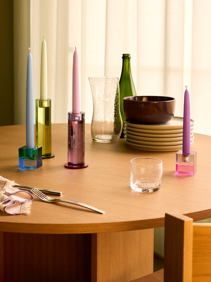 Castiçais Corte Roxo (conjunto de 2) - ø7xh16cm, ø7xh18cm