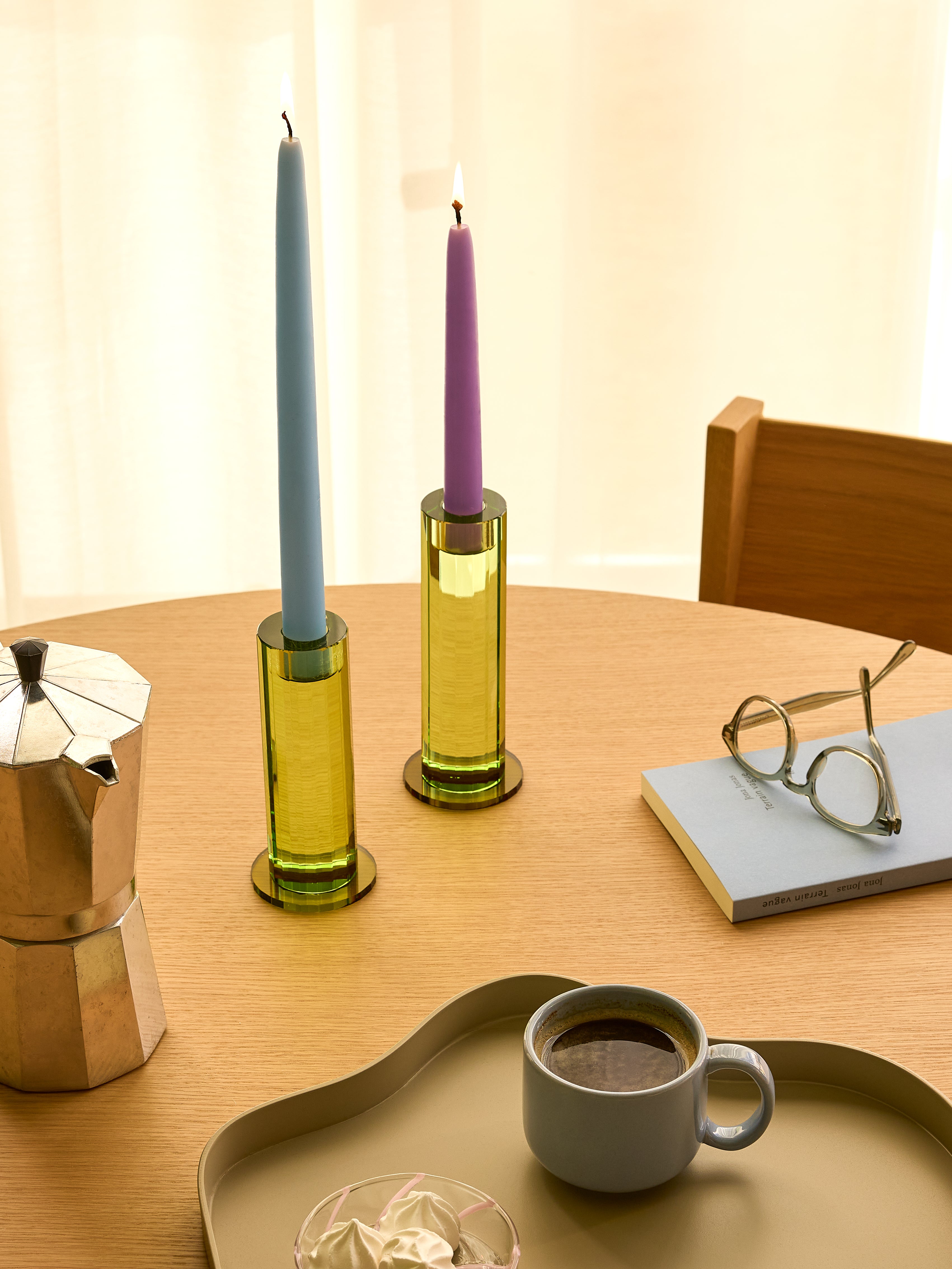 Castiçal Corte Verde (conjunto de 2) - ø7xh16cm, ø7xh18cm