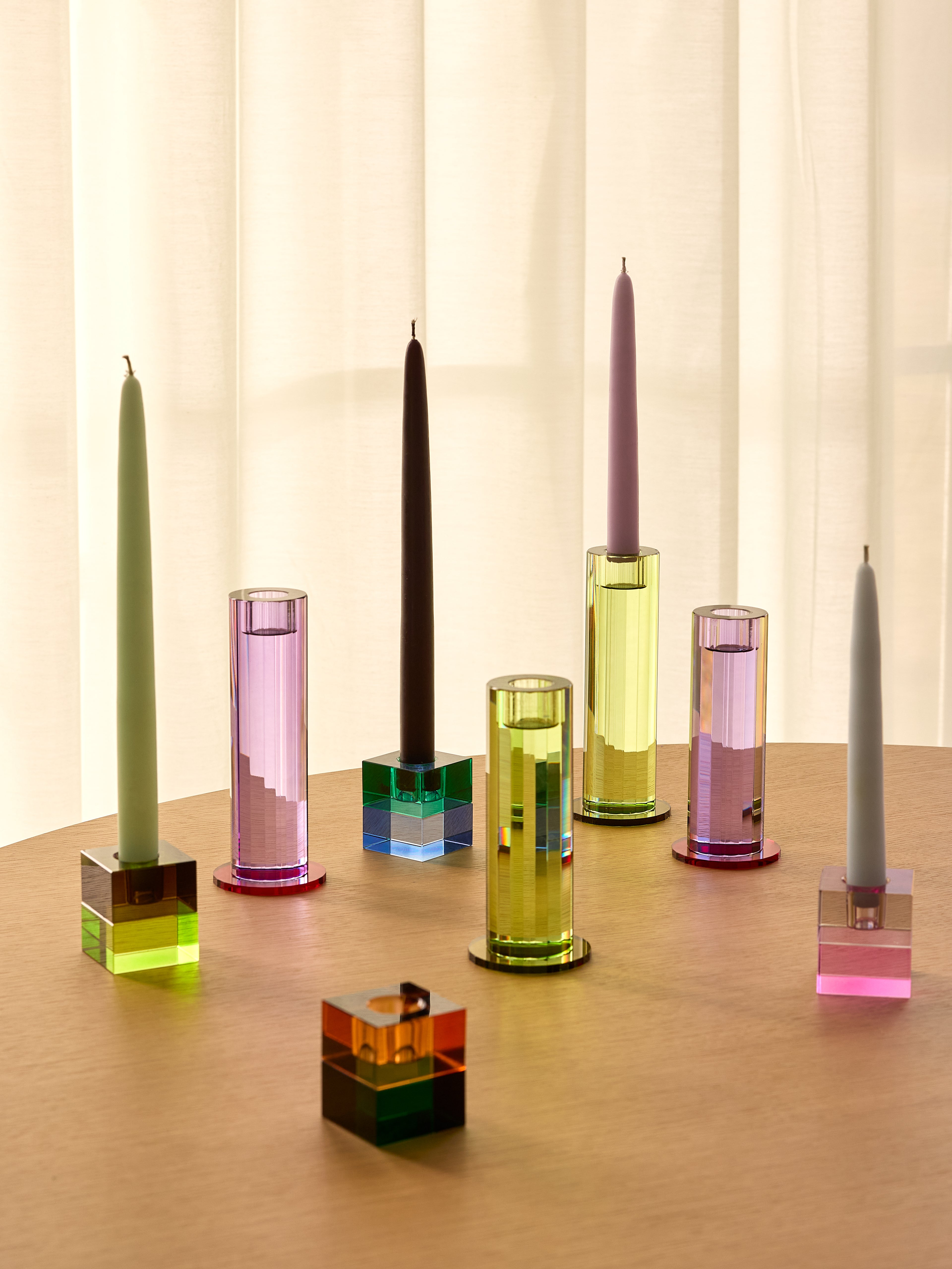 Castiçais Corte Roxo (conjunto de 2) - ø7xh16cm, ø7xh18cm