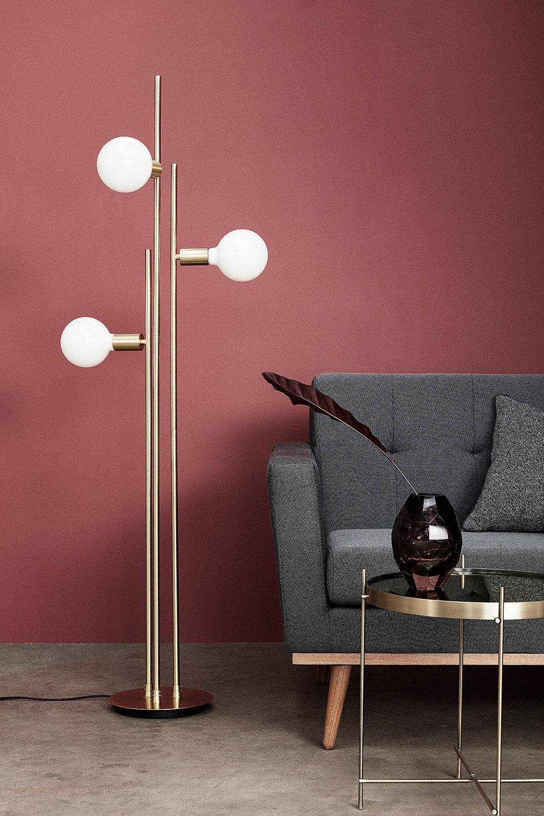 Balance de lâmpada de piso Cor de latão - 78x28xh150cm, e27/40w/led10w