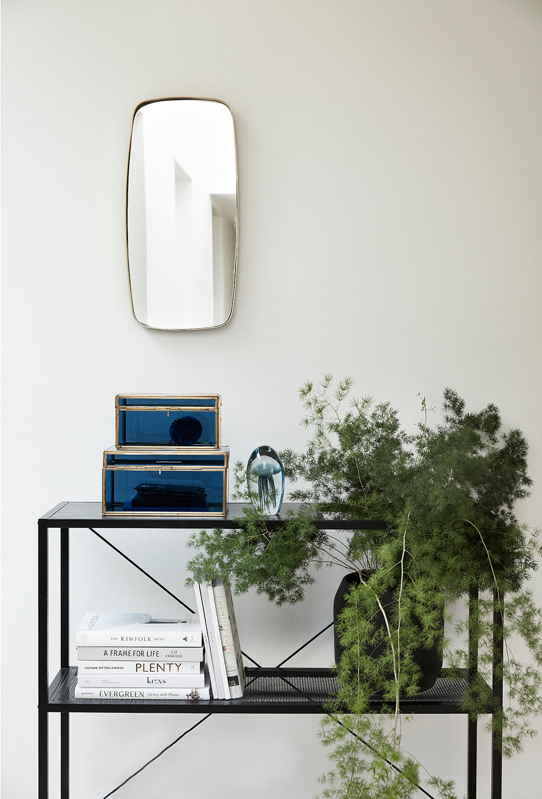 Retro Mirror Mirror Retangular Brass Color - 29x2xh59cm