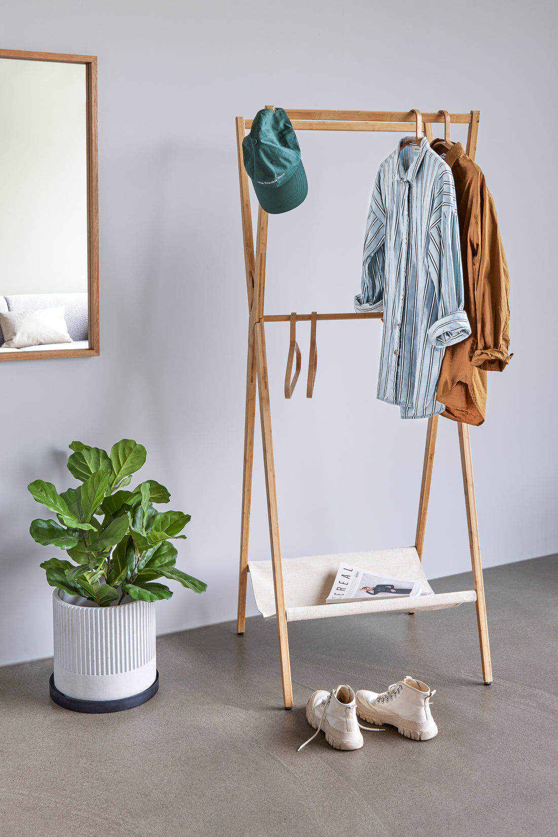 Rack de roupas de bambu Nature - 66x71xh170cm