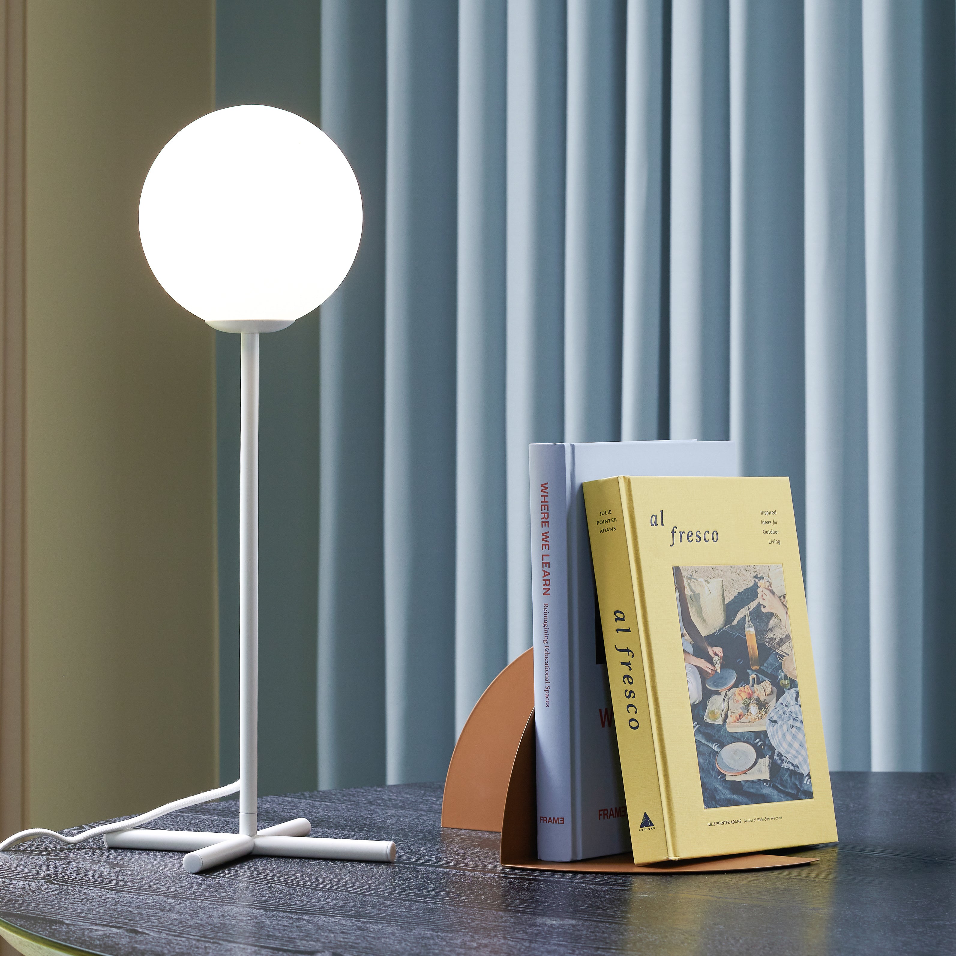 Lâmpada de mesa de campeão Branco - Ø20xh50cm, G9/ 18W/ LED 10W