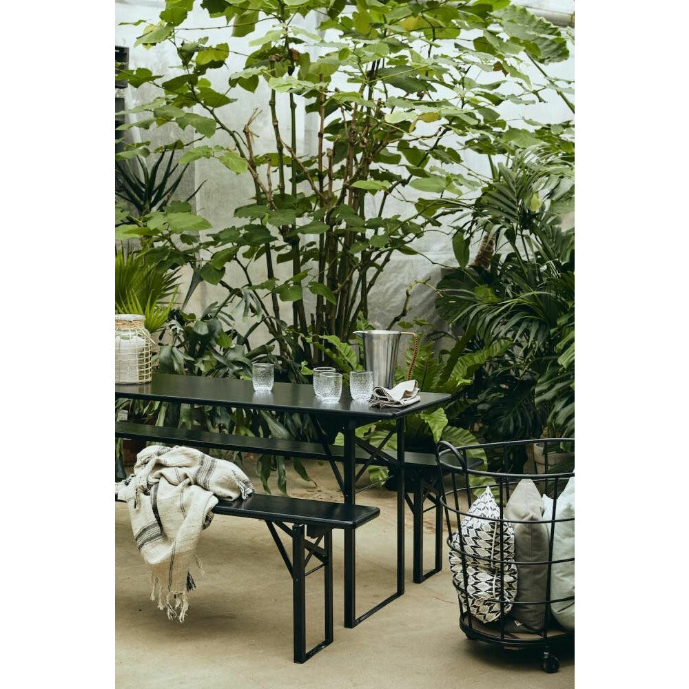 Conjunto Nordal Garden com mesa e bancos - 160x60 - preto