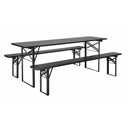 Conjunto Nordal Garden com mesa e bancos - 220x60 - preto