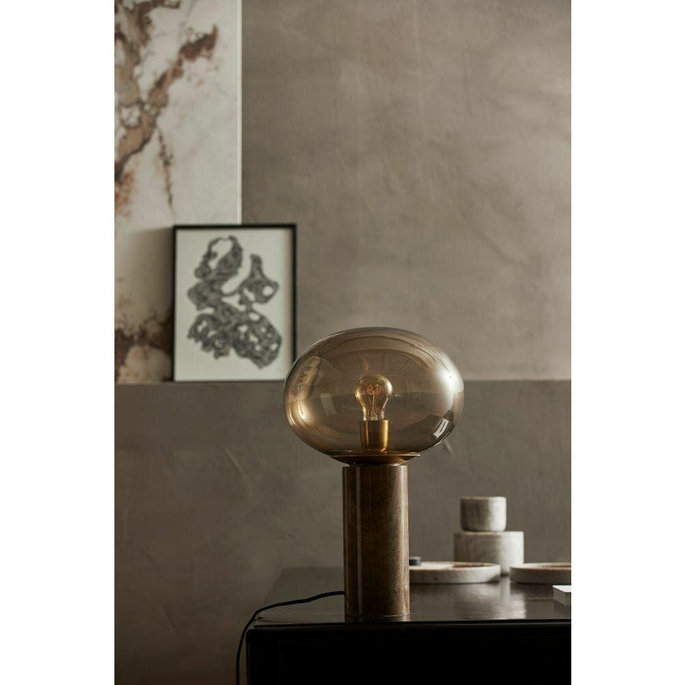 Candeeiro de mesa BES Nordal em mármore com vidro - h45 cm - Fumo/castanho