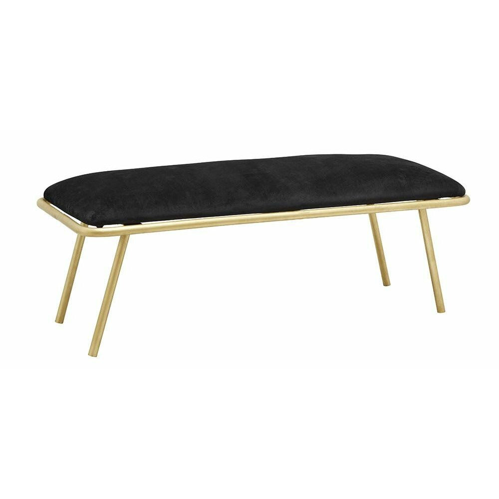 Nordal WARM bænk m/gyldent stel og velour - l122 cm - sort - Nordal - DesignGaragen.dk