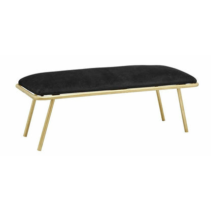 Nordal WARM bænk m/gyldent stel og velour - l122 cm - sort - Nordal - DesignGaragen.dk