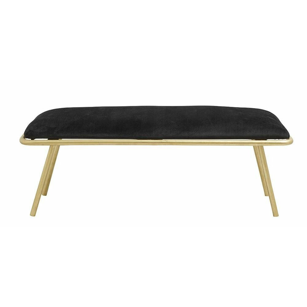 Nordal WARM bænk m/gyldent stel og velour - l122 cm - sort - Nordal - DesignGaragen.dk