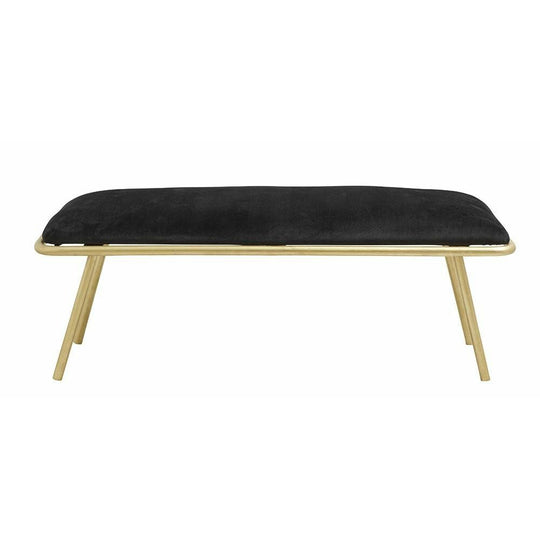 Nordal WARM bænk m/gyldent stel og velour - l122 cm - sort - Nordal - DesignGaragen.dk