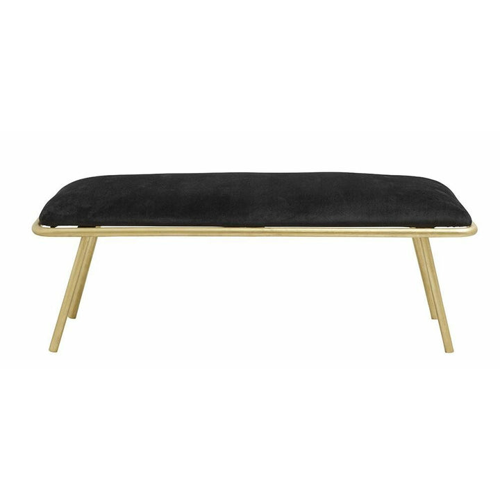 Nordal WARM bænk m/gyldent stel og velour - l122 cm - sort - Nordal - DesignGaragen.dk
