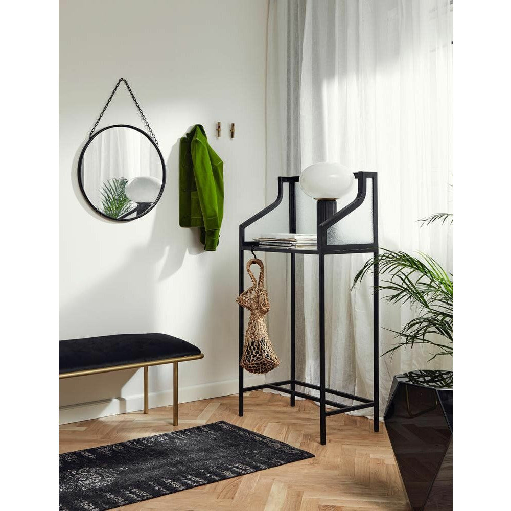 Banco Nordal WARM c/ moldura dourada e veludo - l122 cm - preto