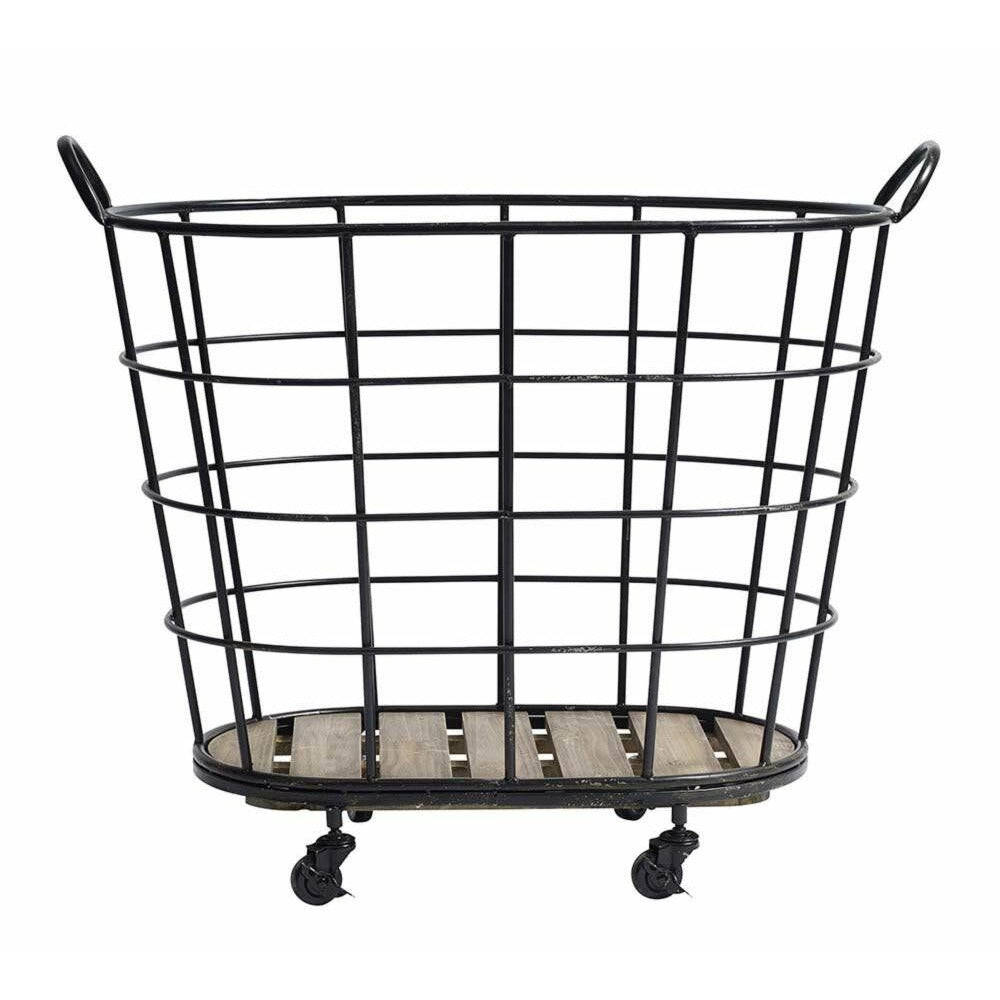 Cesta de arame do centro da cidade com rodas - H73 cm - preto