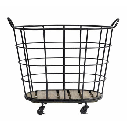 Cesta de arame do centro da cidade com rodas - H73 cm - preto