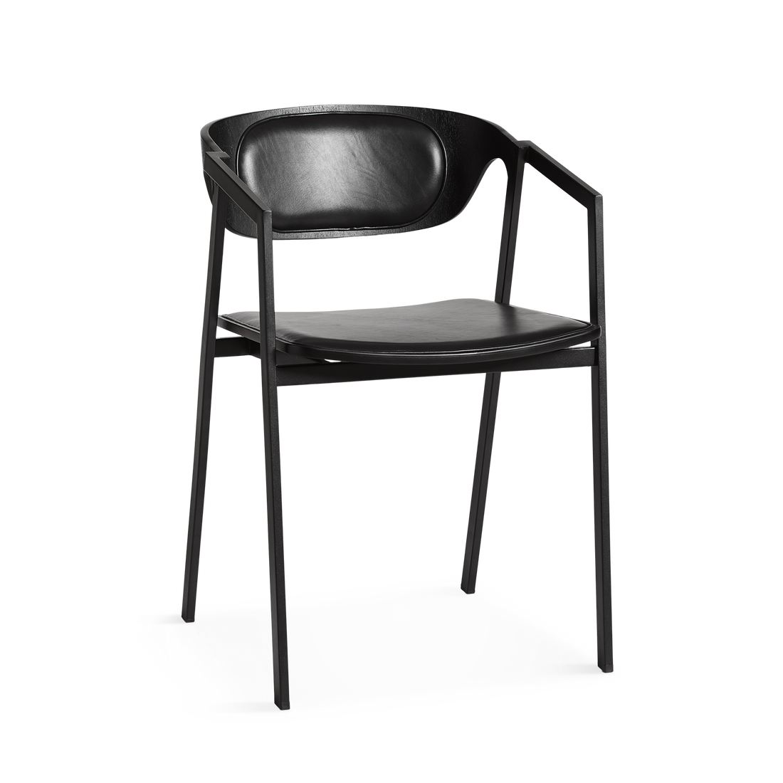 Woud - S.A.C. cadeira de jantar com couro preto