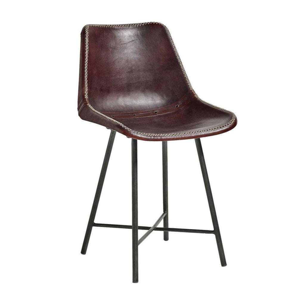 Cadeira de mesa de jantar Nordal em couro - marrom escuro