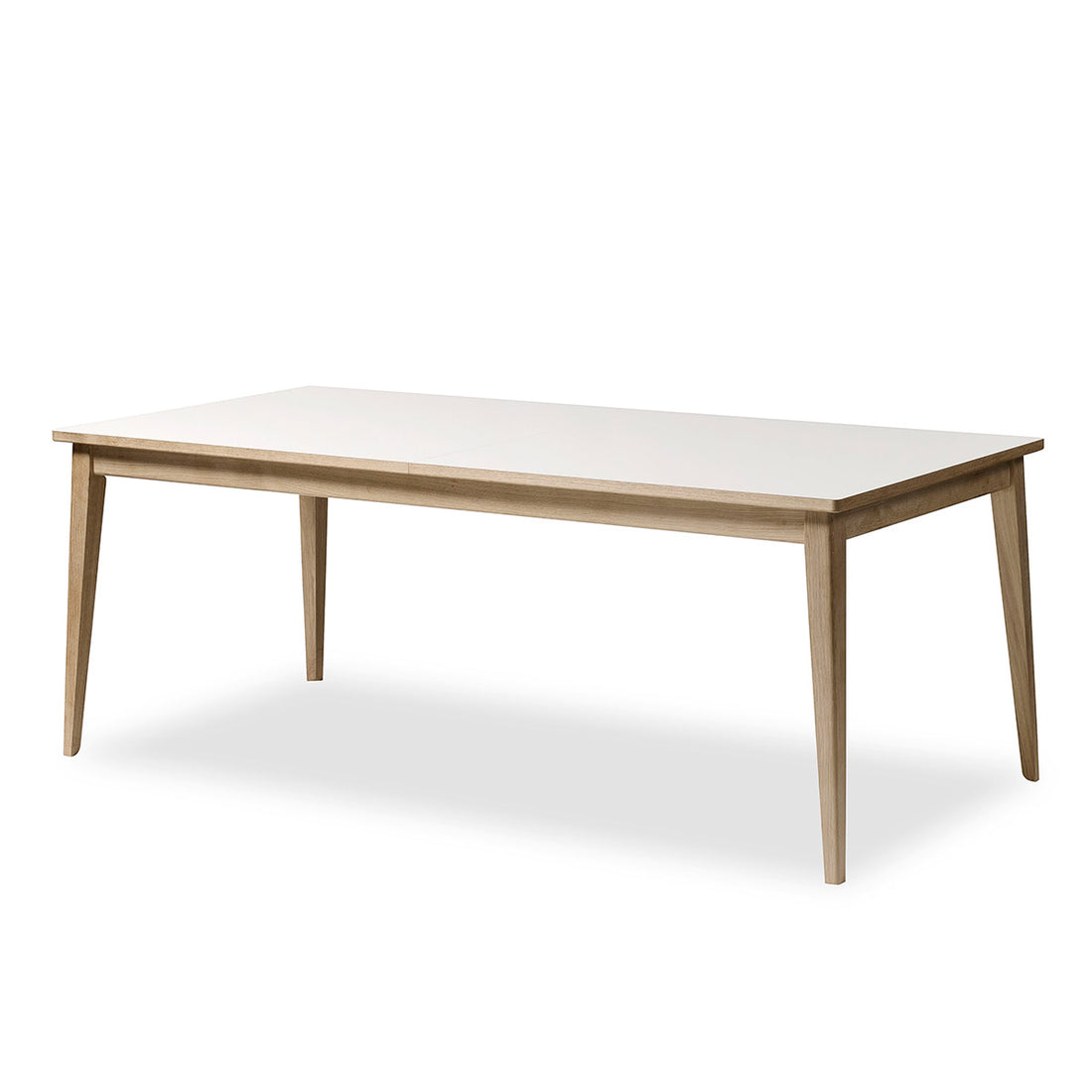 Andersen Furniture T3 bord i hvid laminat - understel i eg/sæbe - 95x200xH74 cm - DesignGaragen.dk.